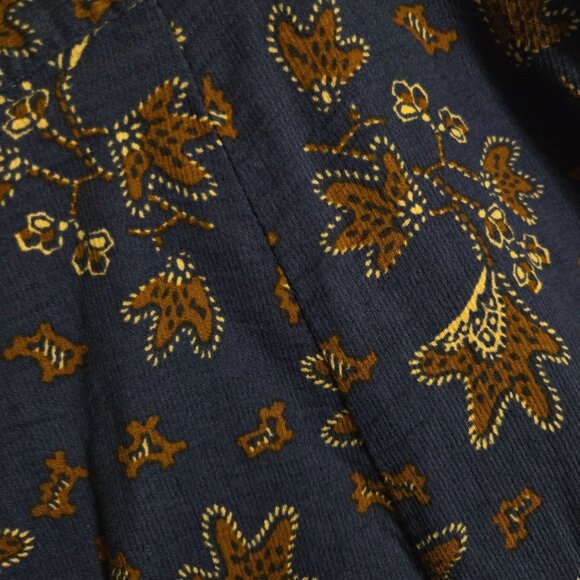 Toad&Co Manzana Paneled Midi Skirt Midnight Leaf Print Organic Cotton Size L - Picture 8 of 12